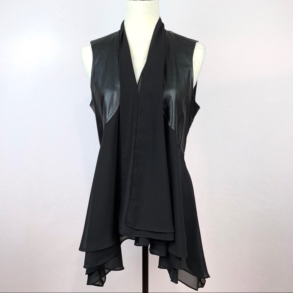 ZOEY Vest Faux Leather/Sheer Black Size S